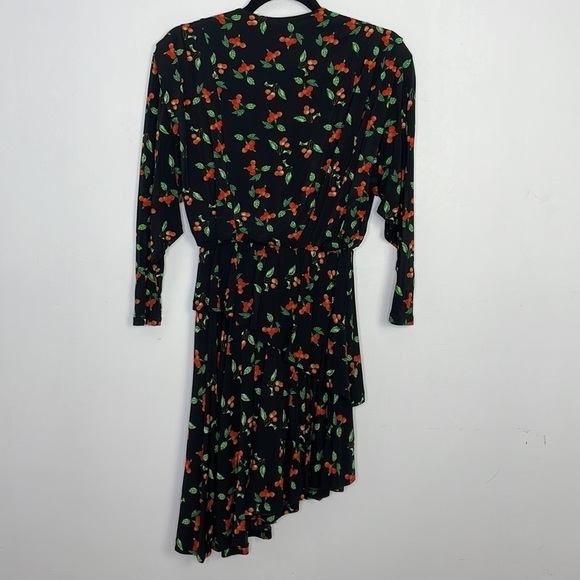 H&M asymmetric ruffle cherry print black dress - Picture 10 of 10